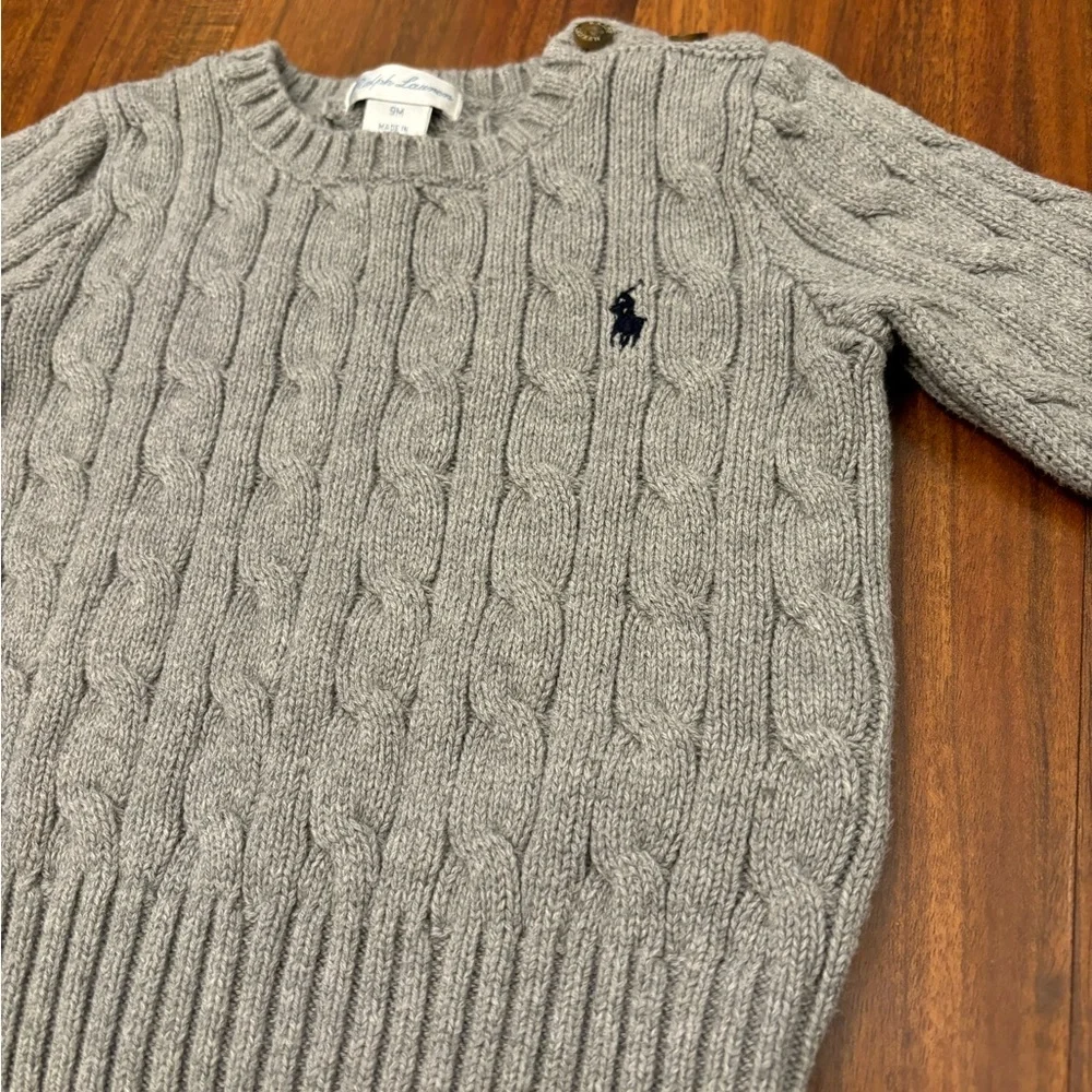 Ralph Lauren grey cable knit sweater